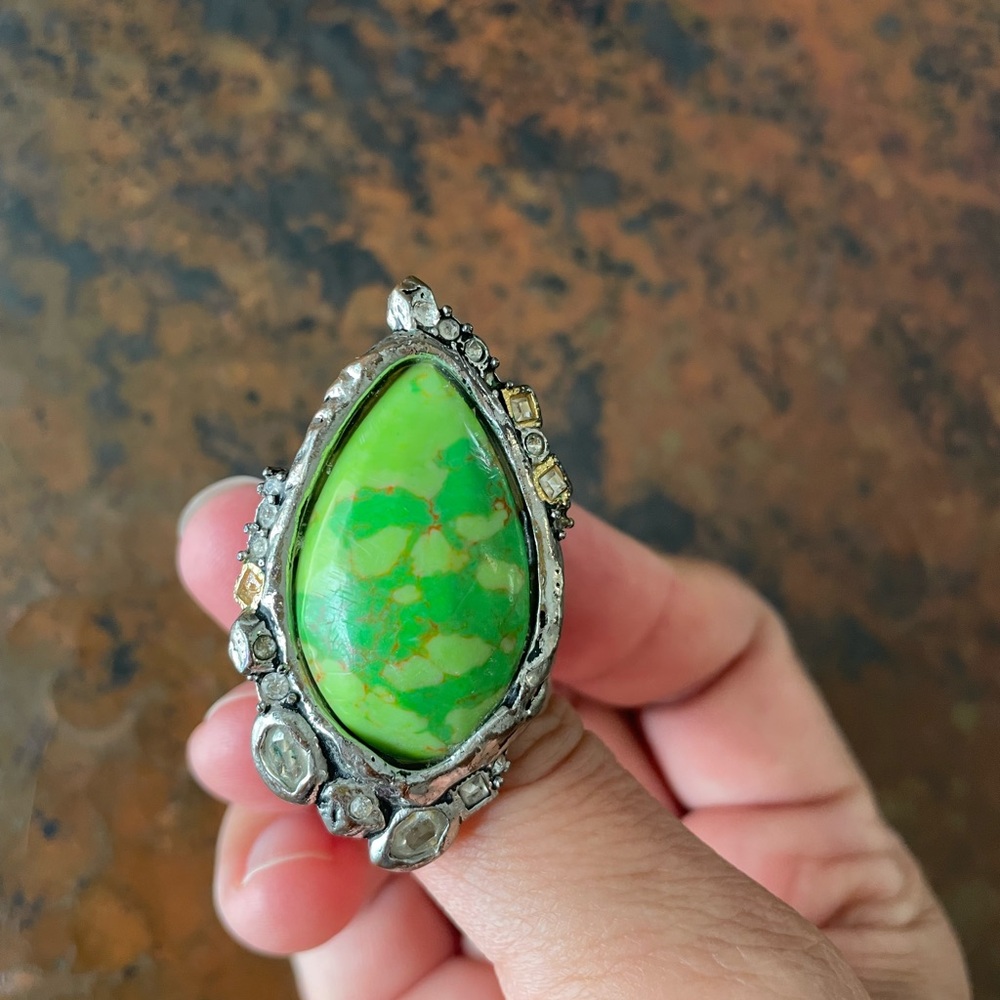 Alexis Bittar Green Mojave Turquoise Ring size 7 (AS IS) - Picture 3 of 7